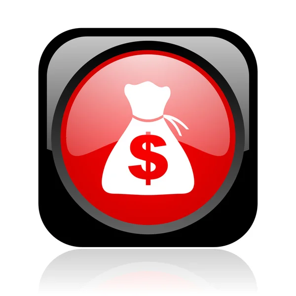 Peníze černé a Rudé náměstí lesklý ikona webové — Stock fotografie