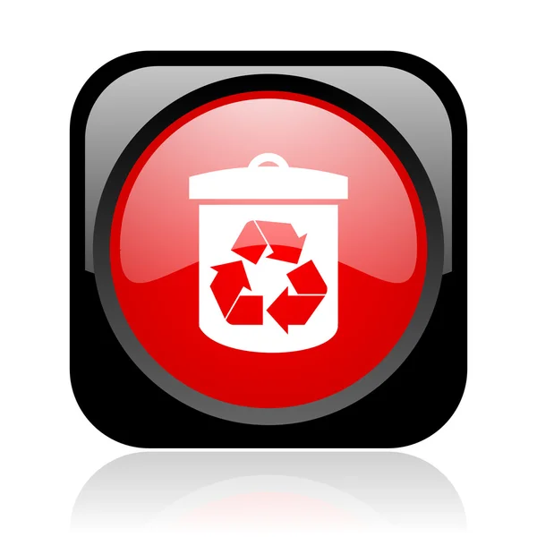 Recycle zwarte en rode vierkante web glanzende pictogram — Stockfoto