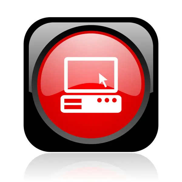 PC чорно-червоний квадратний веб глянсовий значок — стокове фото