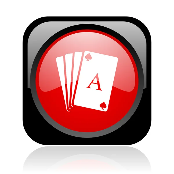 Игральные карты черно-красный квадратный веб-глянцевый значок — стоковое фото
