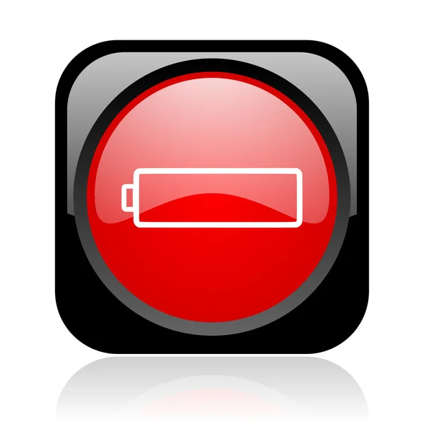 Battery black and red square web glossy icon — Stock Photo, Image