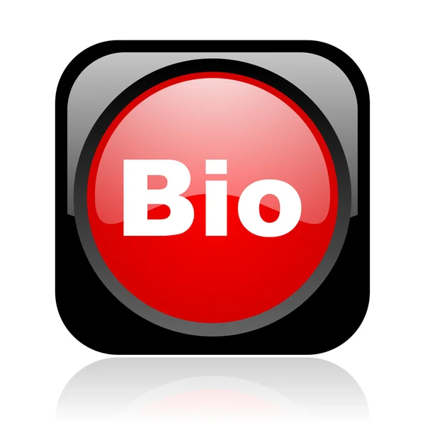 Bio black and red square web glossy icon — стоковое фото
