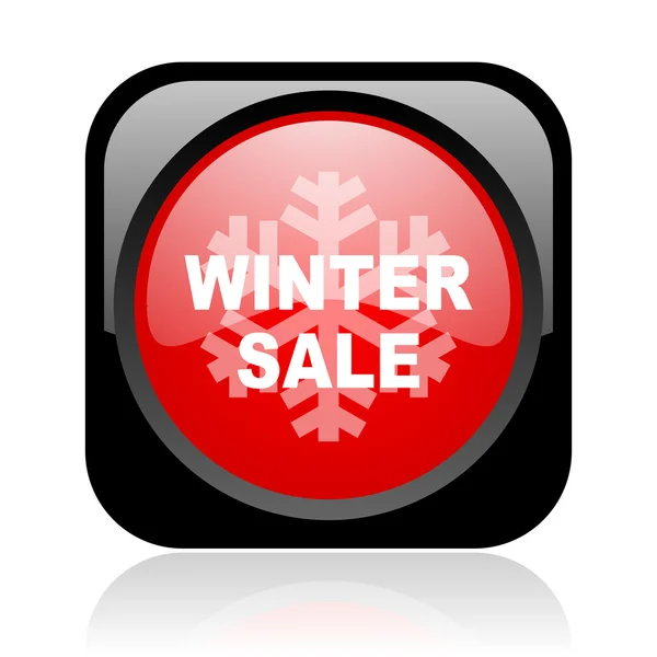 Kış Satılık siyah ve kırmızı parlak web simgesi kare — Stok fotoğraf