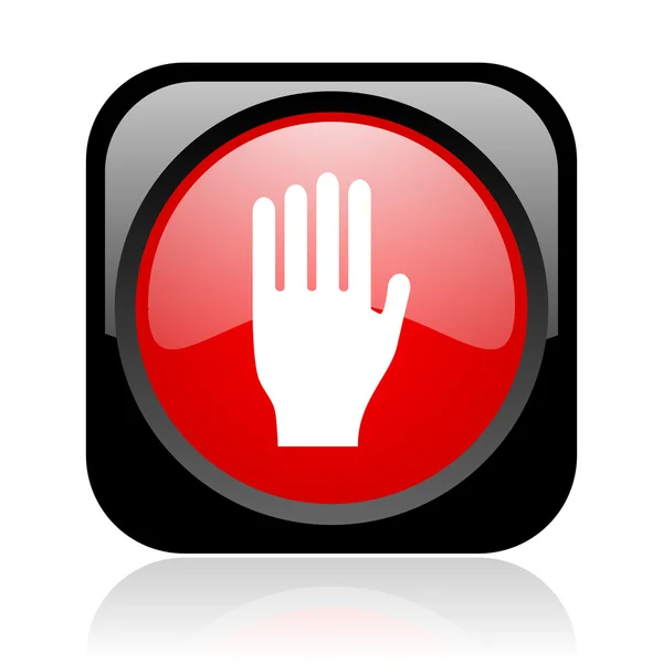 Stop black and red square web glossy icon — Stock Photo, Image