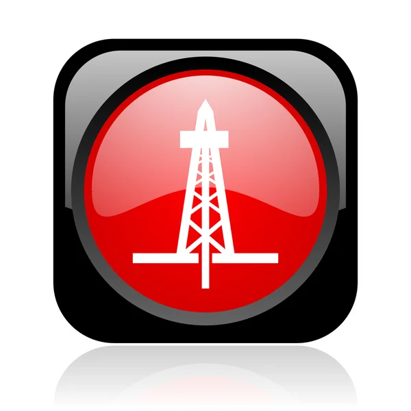 Drilling black and red square web glossy icon — Stock Photo, Image