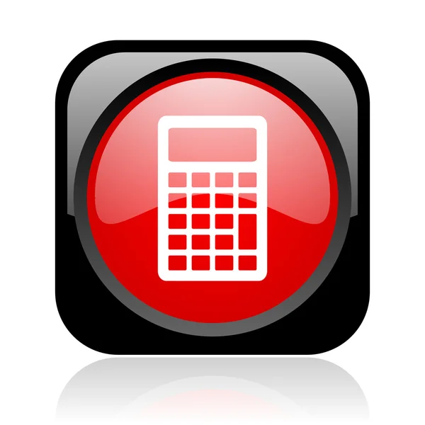 Calculator black and red square web glossy icon — Stock Photo, Image