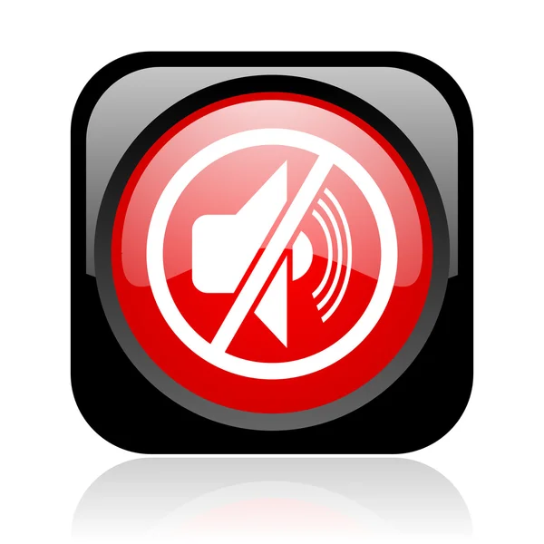 Mute black and red square web glossy icon — Stock Photo, Image