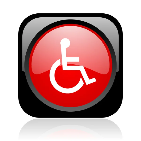 Accessibility black and red square web glossy icon — Stock Photo, Image