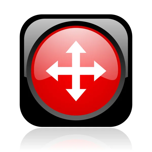 Strzałki czarny i czerwony kwadrat WWW błyszczący ikona — Zdjęcie stockowe