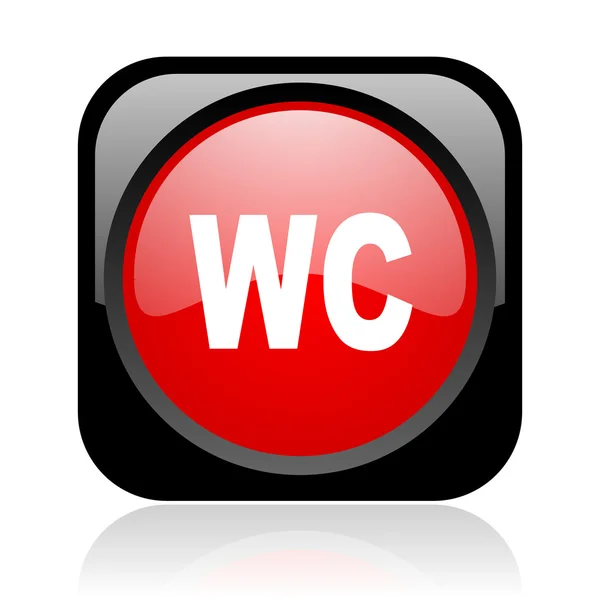 Wc black and red square web glossy icon — Zdjęcie stockowe