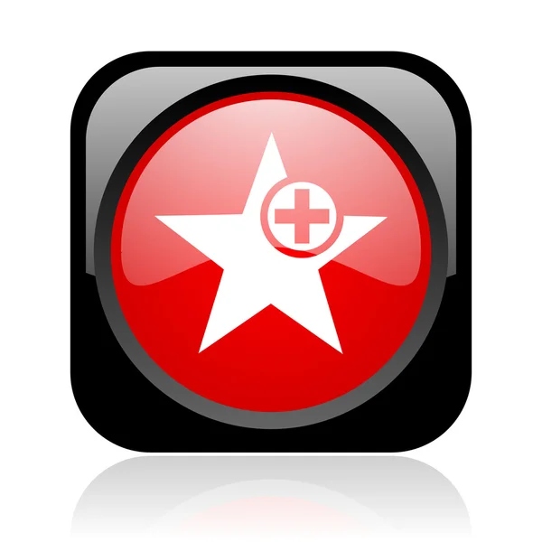 Estrela preto e vermelho quadrado web ícone brilhante — Fotografia de Stock