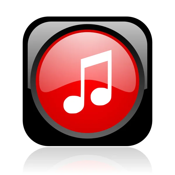 음악 검정과 빨강 사각형 웹 광택 아이콘 — 스톡 사진