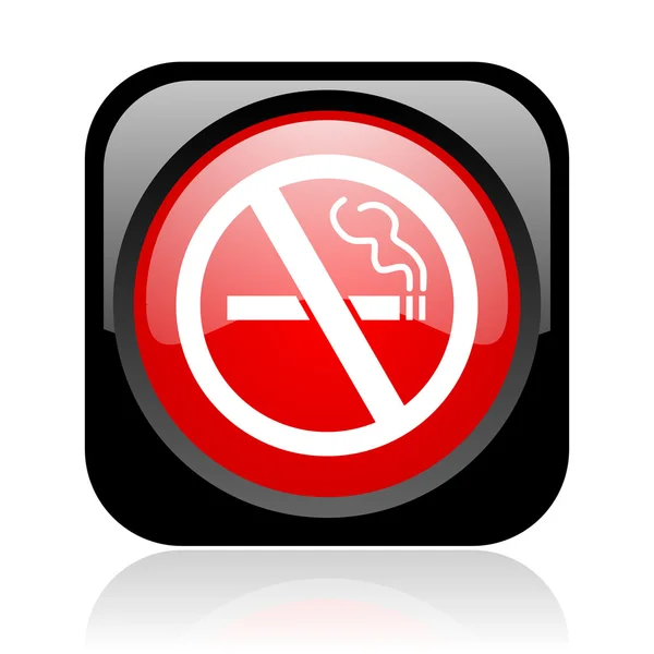 No smoking black and red square web glossy icon — Stock Photo, Image