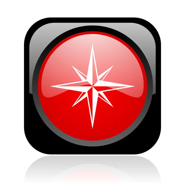 Compass black and red square web glossy icon — Stock Photo, Image