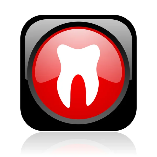 Tooth black and red square web glossy icon — Stock Photo, Image