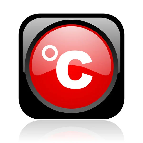 Celsius zwart en rood vierkant web glanzende pictogram — Stockfoto