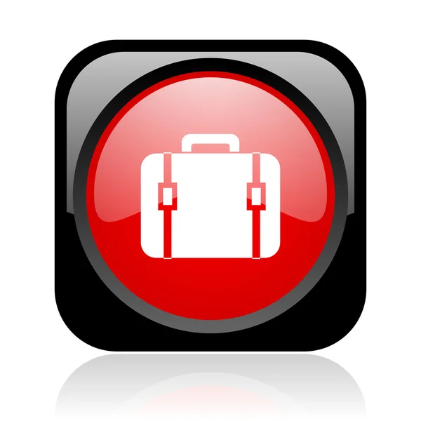 Bagaj siyah ve kırmızı parlak web simgesi kare — Stok fotoğraf