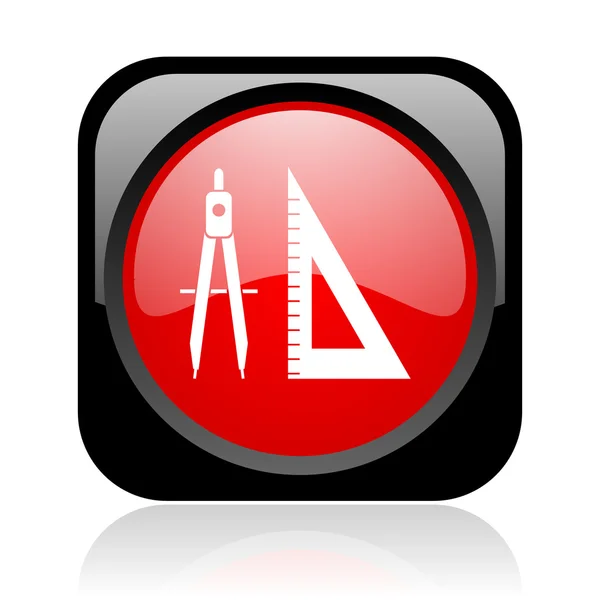 E-learning black and red square web glossy icon — Stock Photo, Image