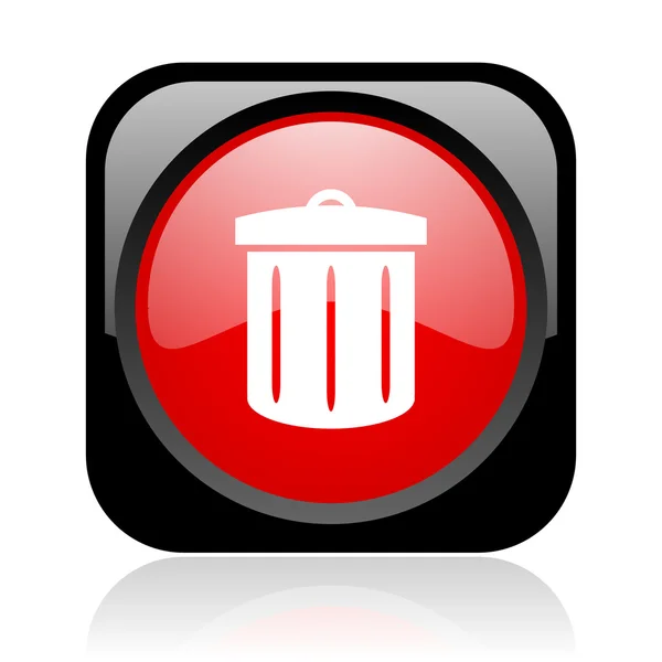 Czarny i czerwony kwadrat WWW błyszczący ikona recyklingu — Zdjęcie stockowe