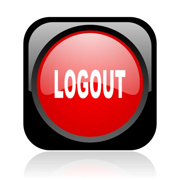 Logout black and red square web glossy icon — Stock Photo, Image