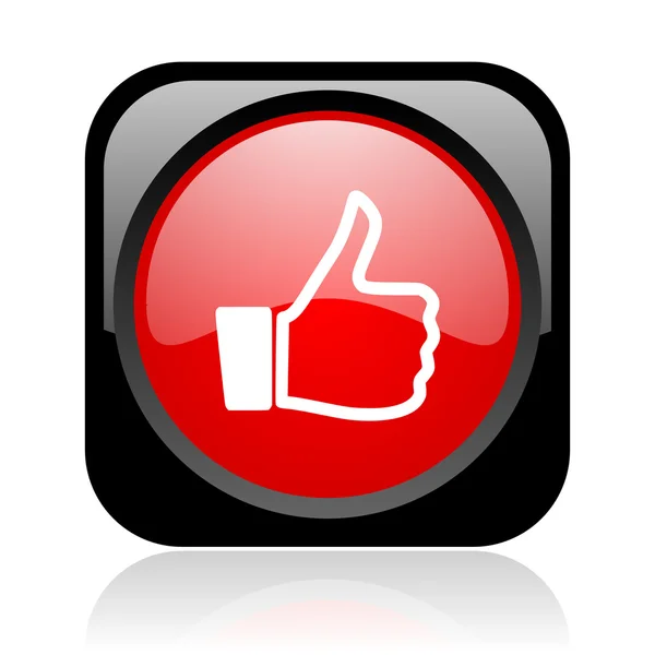 Thumb up black and red square web glossy icon — Stock Photo, Image