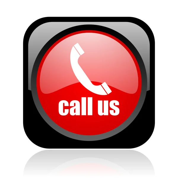 Call us black and red square web glossy icon — Stock Photo, Image