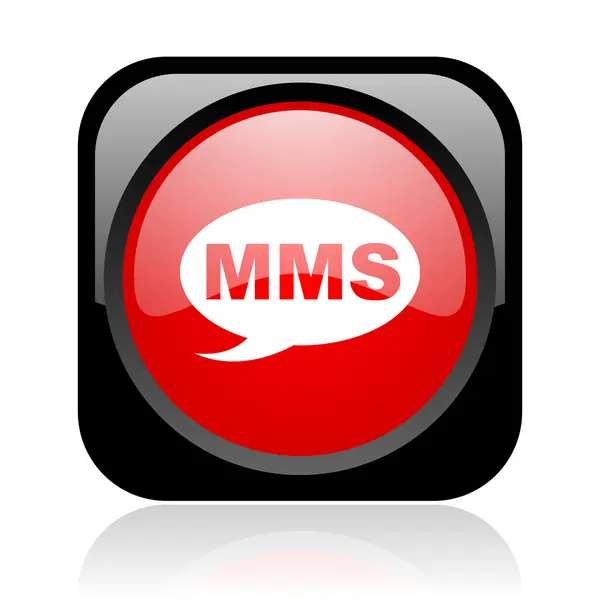 MMS zwart en rood vierkant web glanzende pictogram — Stockfoto