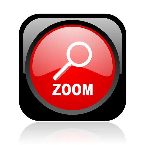 Zoom black and red square web glossy icon — Stock Photo, Image