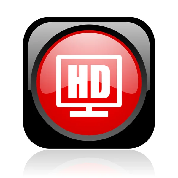 Pantalla hd negro y rojo cuadrado web brillante icono —  Fotos de Stock