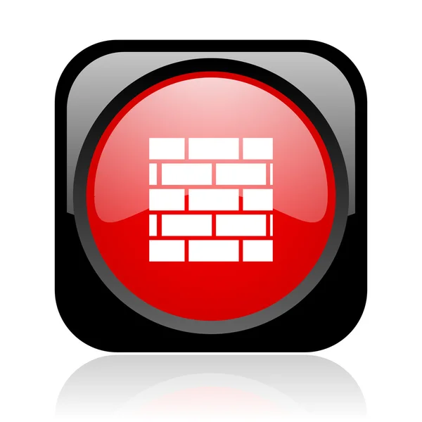 Firewall schwarz und rot quadratisch Web-Hochglanz-Symbol — Stockfoto