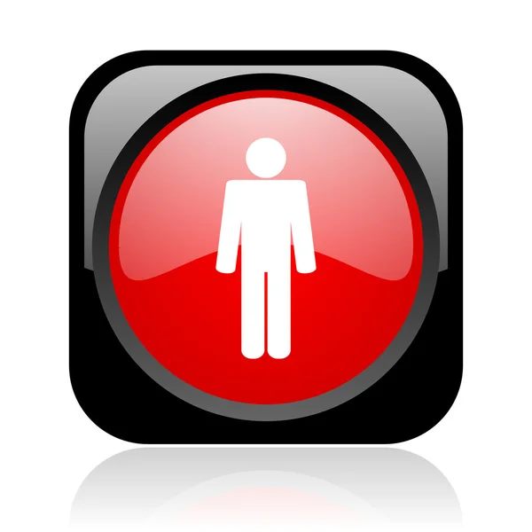 Man zwart en rood vierkant web glanzende pictogram — Stockfoto