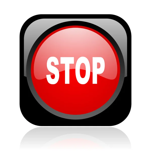 Stop black and red square web glossy icon — Stock Photo, Image