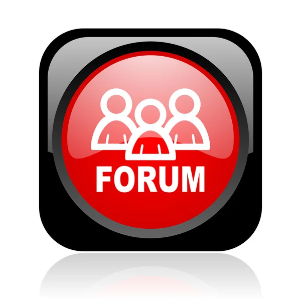 Forum black and red square web glossy icon — Stockfoto