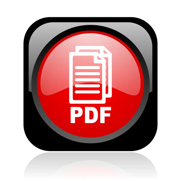 Pdf 黑色和红色方形 web 光泽图标 — 图库照片