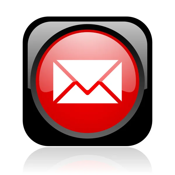Pošta černé a červené náměstí lesklý ikona webové — Stock fotografie