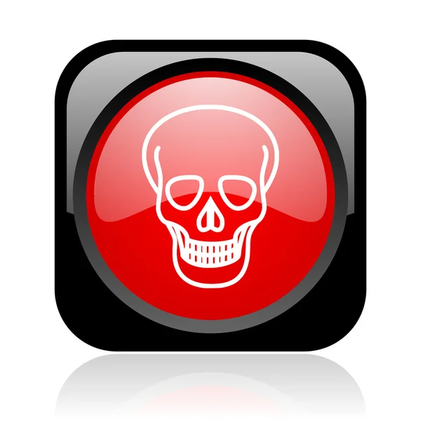 Dödskalle svart och rött fyrkantig web blanka ikonen — Stockfoto