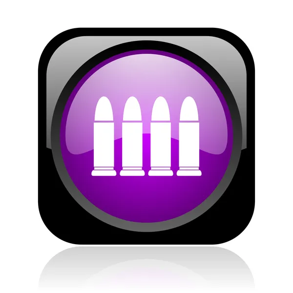 Ammunition black and violet square web glossy icon — Stock Photo, Image