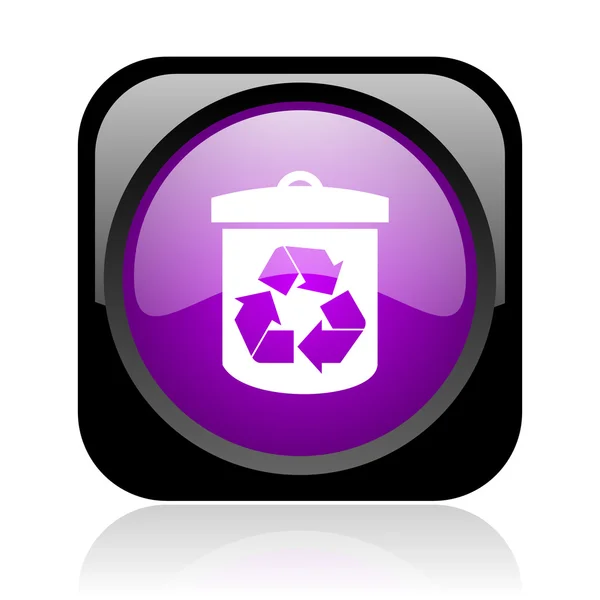 Reciclar preto e violeta quadrado web ícone brilhante — Fotografia de Stock