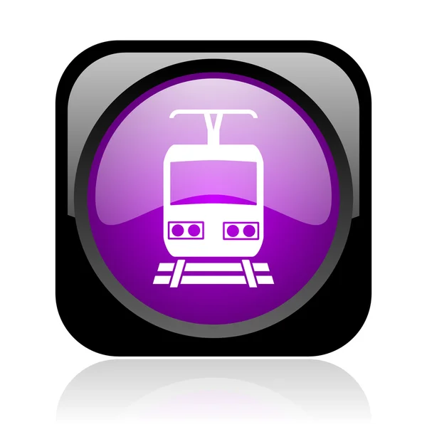 Train black and violet square web glossy icon — Stock Photo, Image