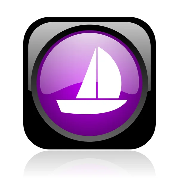 Yacht svart och lila torget web blanka ikonen — Stockfoto