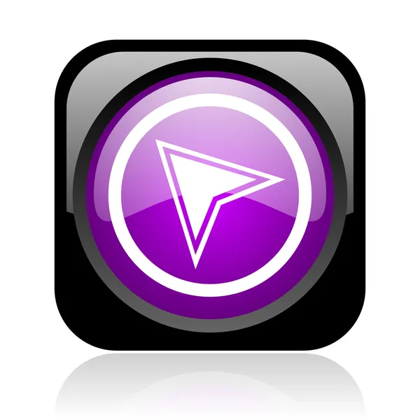 Navigation black and violet square web glossy icon — Stock Photo, Image