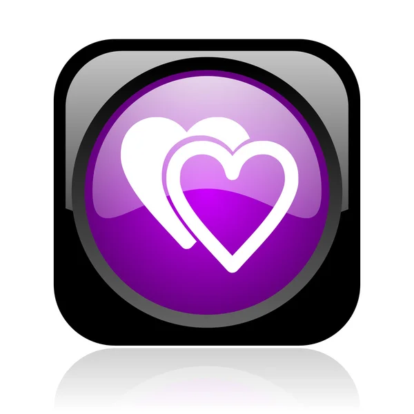 Love black and violet square web glossy icon — Stock Photo, Image