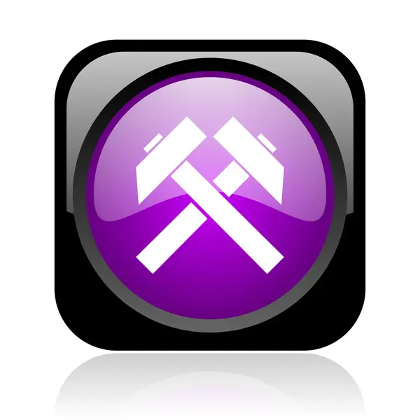 Mining black and violet square web glossy icon — Stock Photo, Image