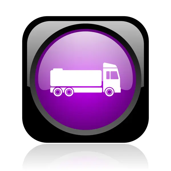 LKW schwarz und violett quadratische Web-Hochglanz-Symbol — Stockfoto