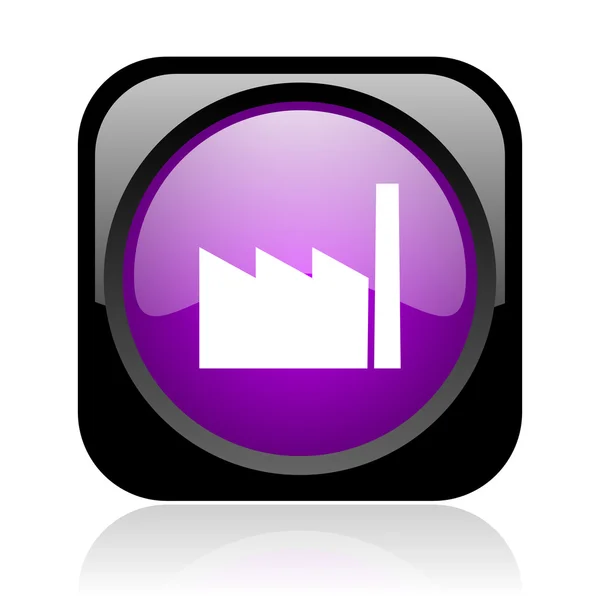 Industry black and violet square web glossy icon — Stock Photo, Image