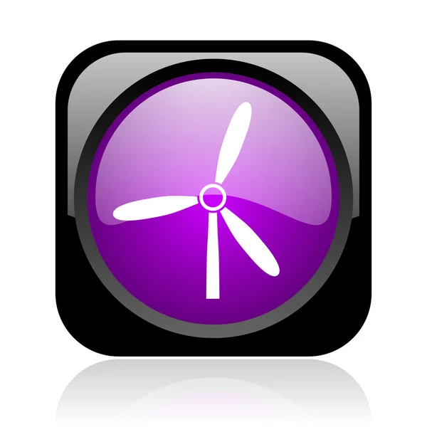 Windmill black and violet square web glossy icon — Stock Photo, Image