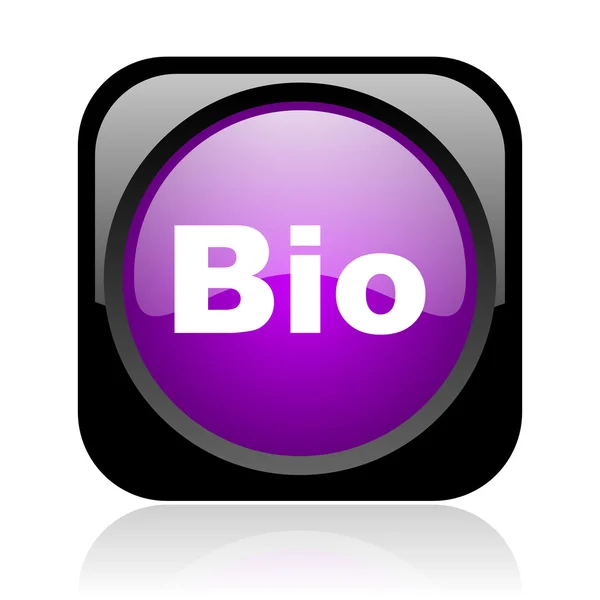 Bio black and violet square web glossy icon — стоковое фото