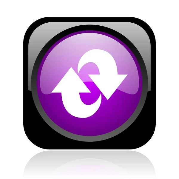 Rotate black and violet square web glossy icon — Stock Photo, Image