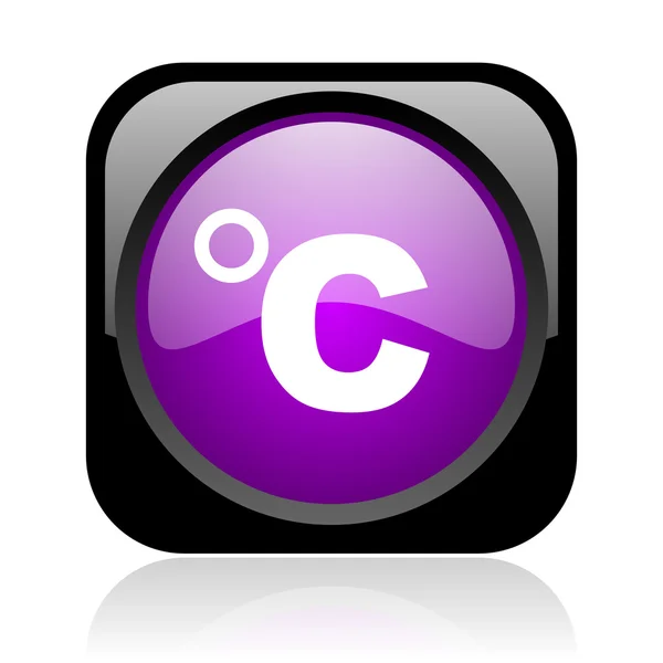 Celsjusza web kwadrat czarny i fioletowy ikona — Zdjęcie stockowe
