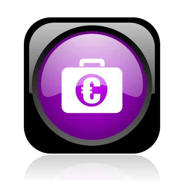 Financier noir et violet carré web brillant icône — Photo